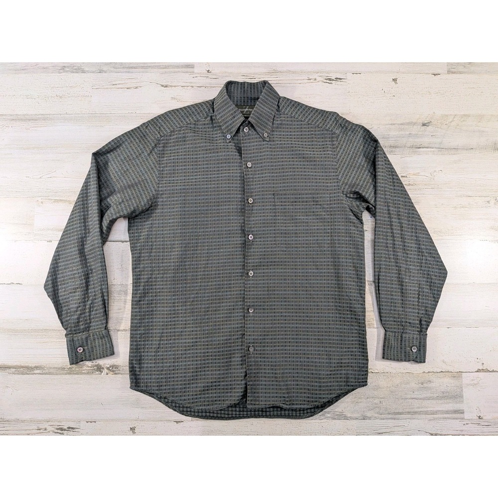 Ermenegildo Zegna Shirt Mens Medium Plaid Check Button Down Made in Italy